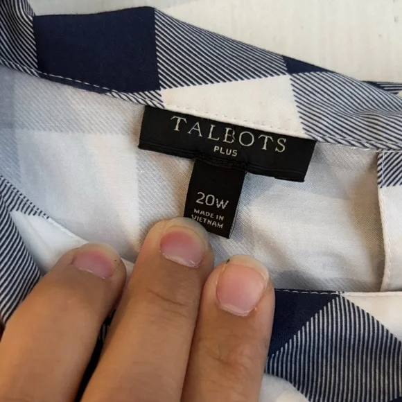 Talbots Audrey Shell Gingham Blue and White Plaid Top - Picture 5 of 13